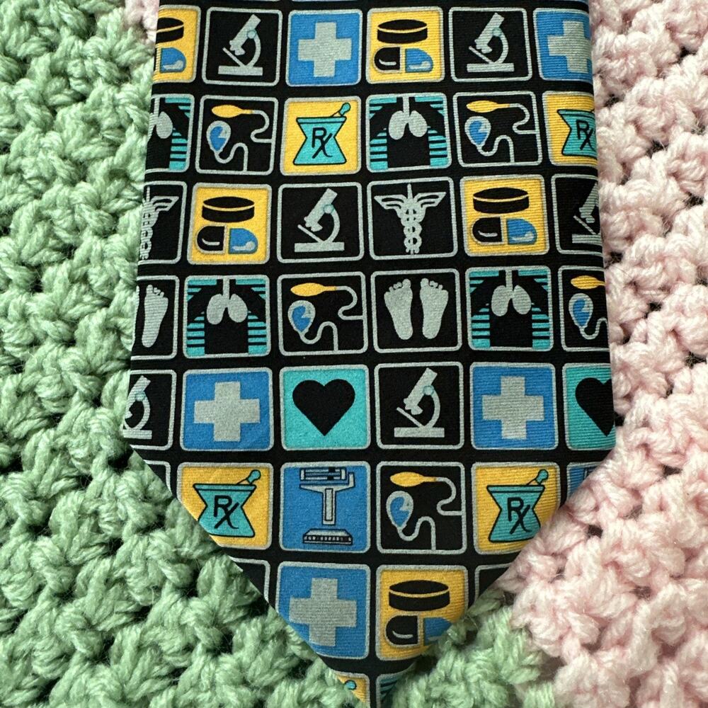 Venlafaxine Necktie 100% Silk Vtg RX Themed Pharmaceuticals Themed Tie